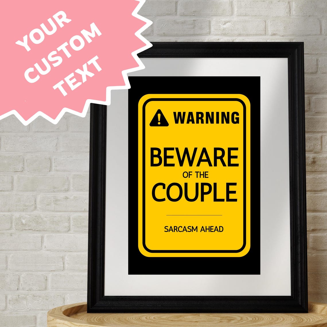 Custom Warning Poster Funny Wall Art Editable Beware Sign Home Decor Entryway Gift Personalized