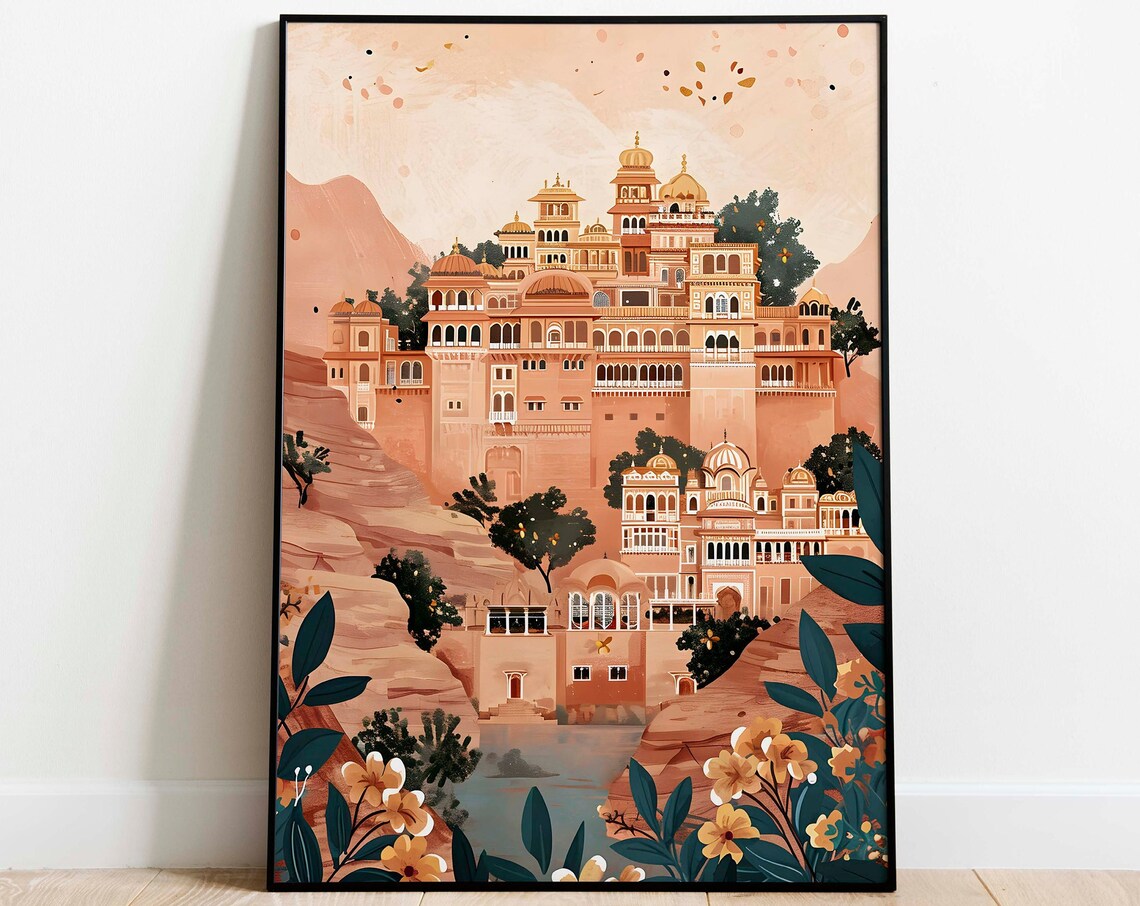 Jaipur Pink City Palace Rajasthan India Architecture Travel Poster