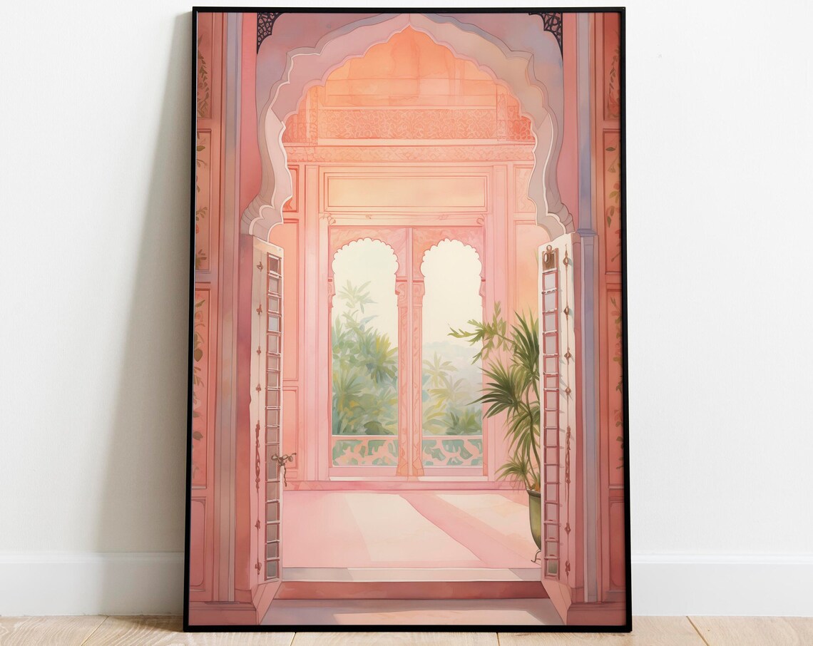 Jaipur Indian Palace Art Print, Pink City Travel Poster