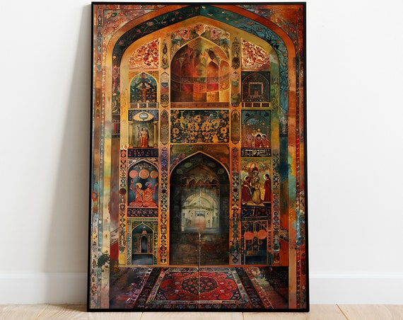 Persian Arch Turkish Monument Painting Living Room Decor Persian Palace Travel Poster Instant Mughal Wall Art