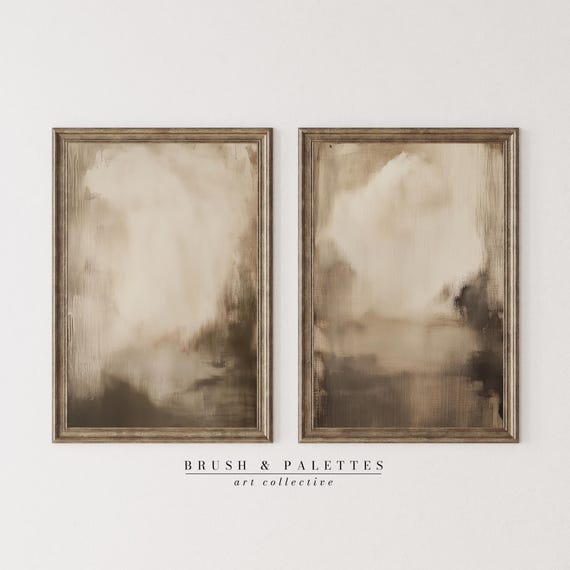Wabi Sabi Neutral Abstract Art Set Of 2, Japandi