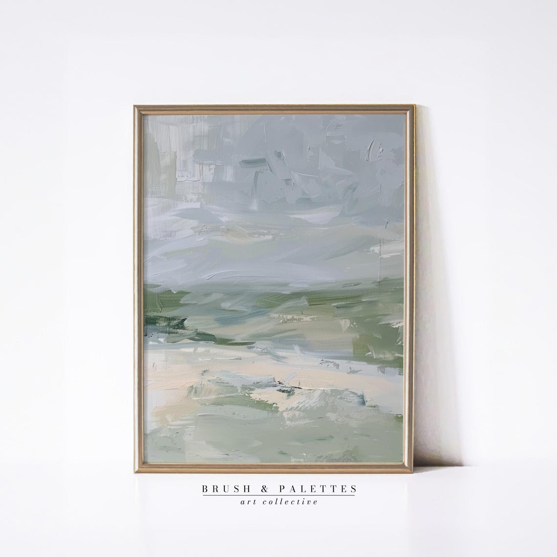 Soft Green Abstract Landscape Minimalist Pastel Nature Wall Art