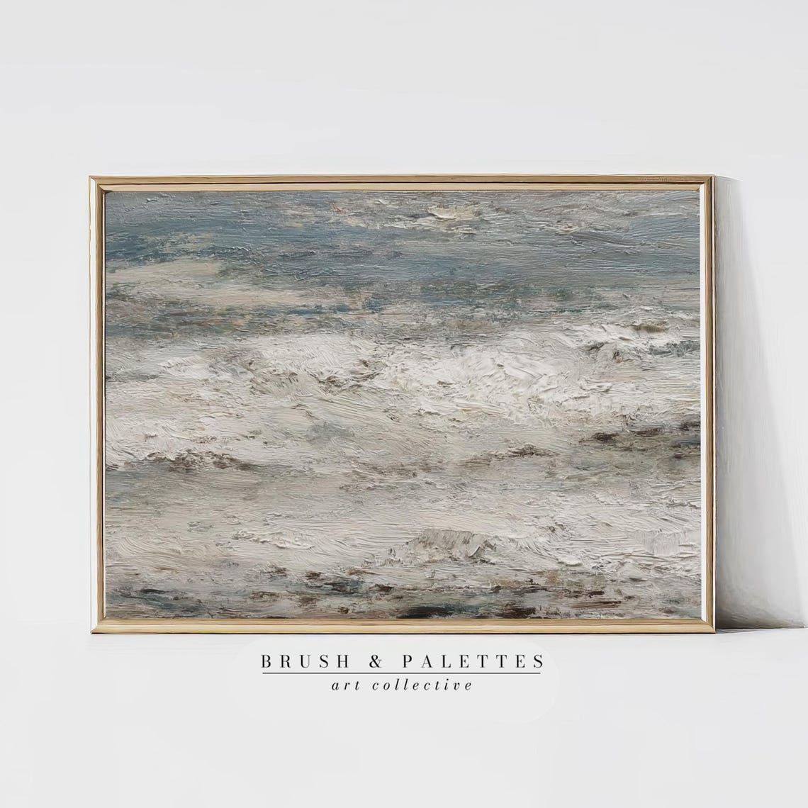Rough Sea Aerial Ocean Waves Textured Neutral Painting Poster