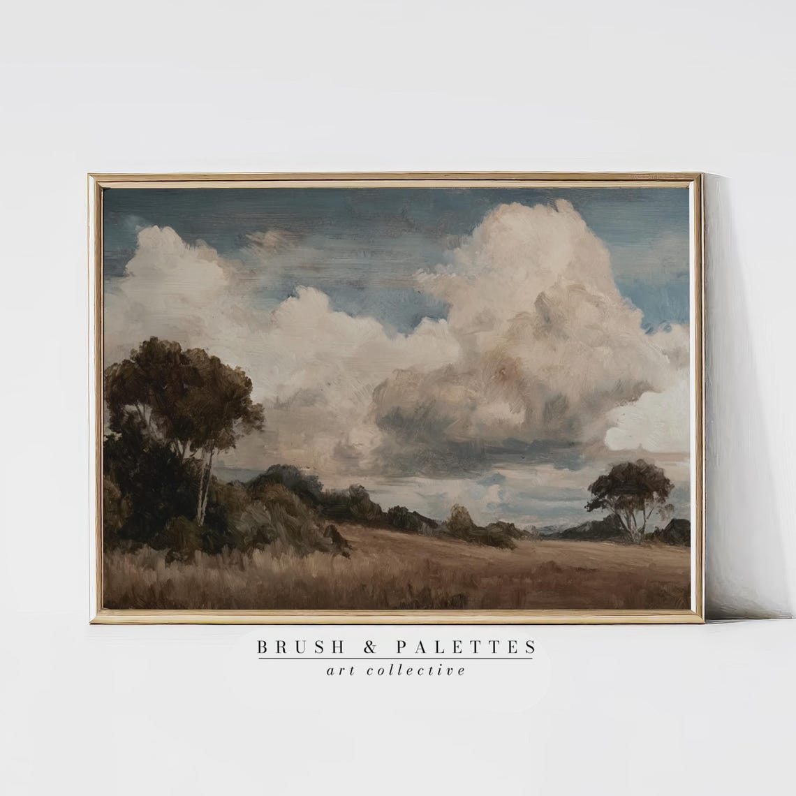 Dramatic Clouds Over Golden Field Stormy Sky Landscape Painting Poster