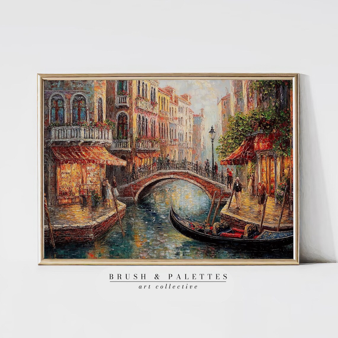 Venice Canal Gondola Italian Cityscape Romantic Oil Painting Poster