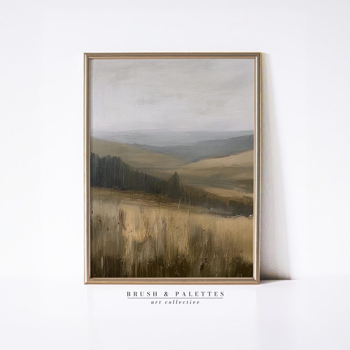 Misty Rolling Hills Foggy Morning Neutral Minimal Landscape Print