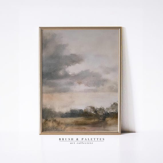 Stormy Prairie Sky Print Moody Landscape Wall Decor Atmospheric Nature Art For Rustic Country Farmhouse Homes