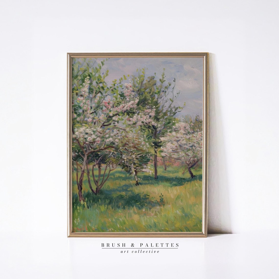 Blossoming Orchard Spring Trees Impressionist Floral Landscape Poster