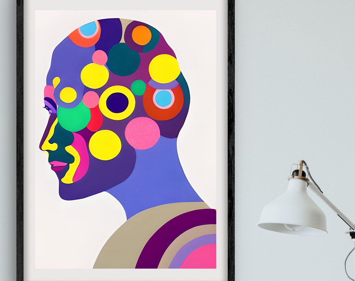 Echoes Polka Dot Profile Silhouette Modern Abstract Wall Art