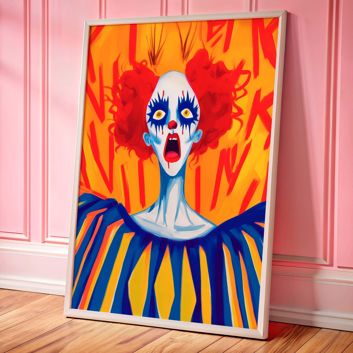 Wild Clowncore Screaming Clown Dopamine Decor Pop Art Poster