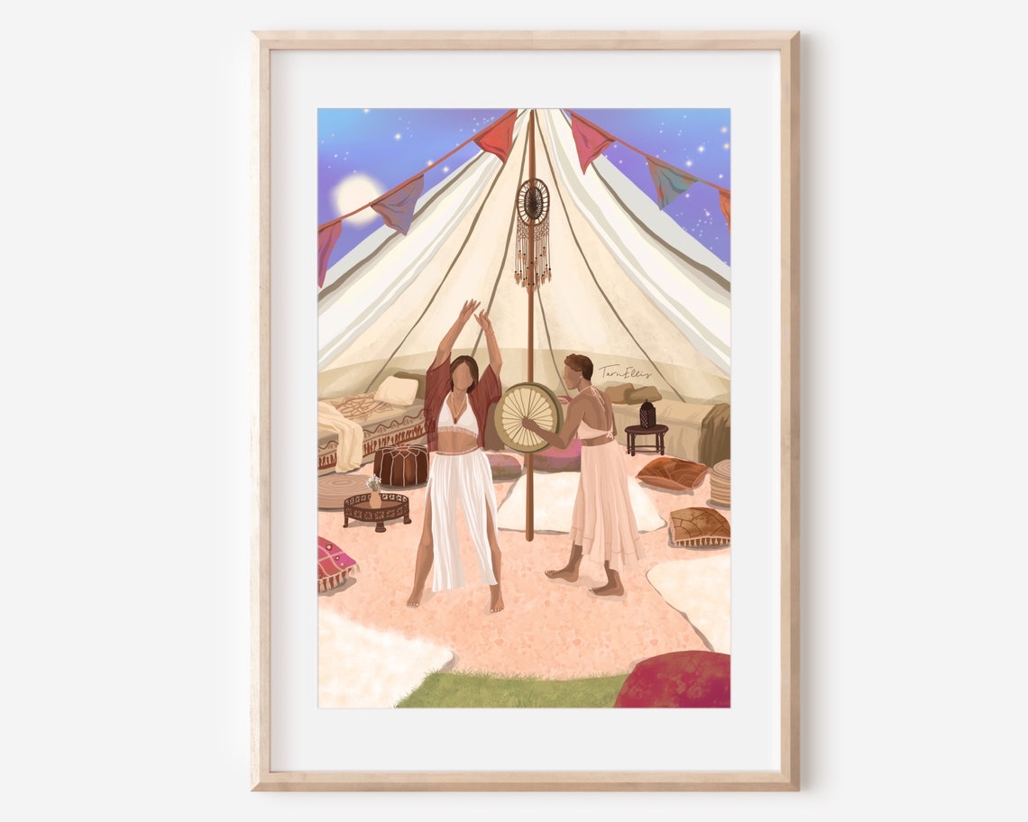 Teepee Tent Sound Healing Dance Drum Boho Ceremony Night Poster