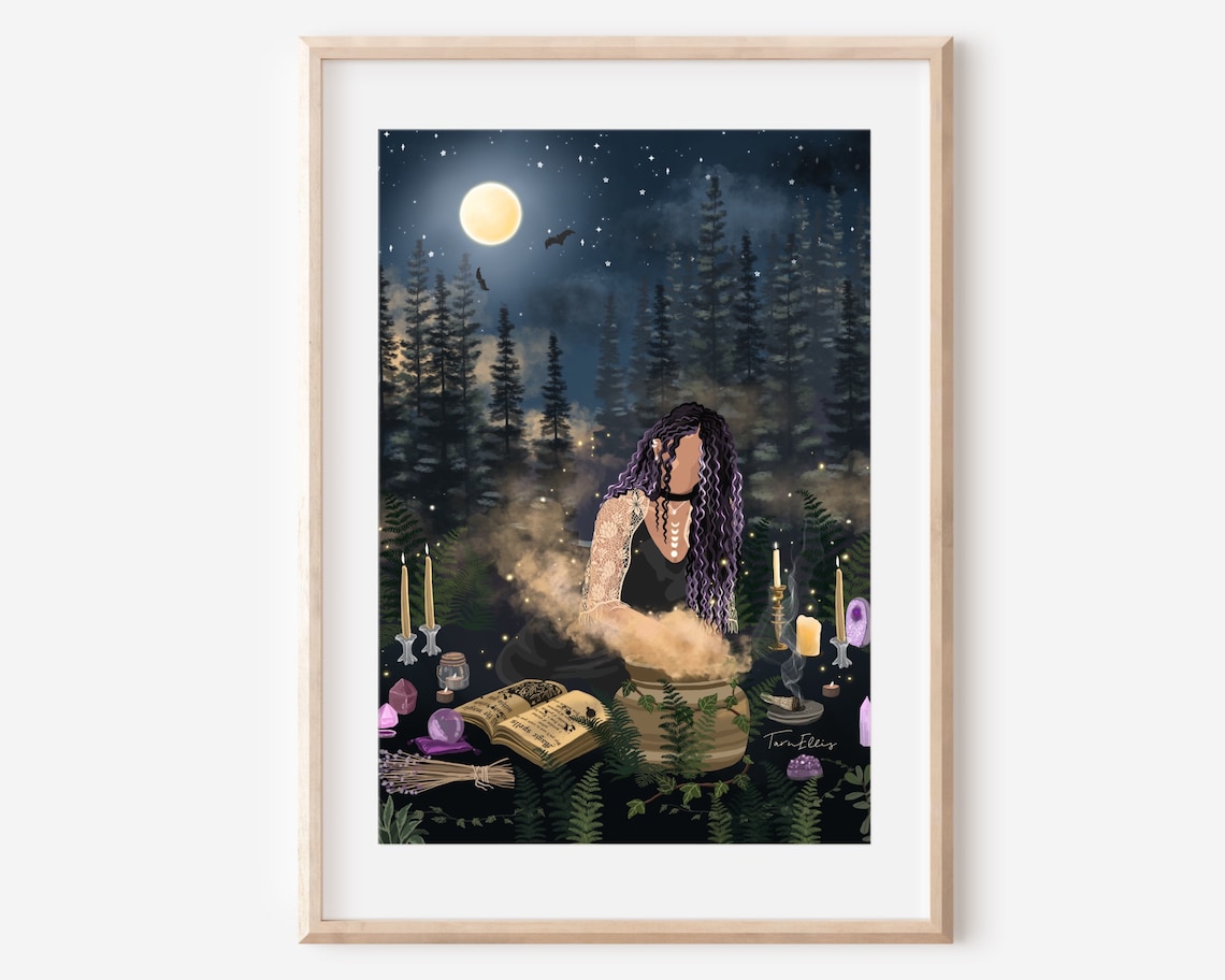 Witches Spells Art Print, Gothic Witchy Decor
