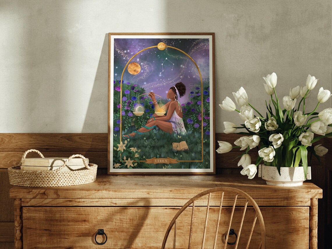 Libra Star Sign Zodiac Poster, Celestial Art Print - Image 2