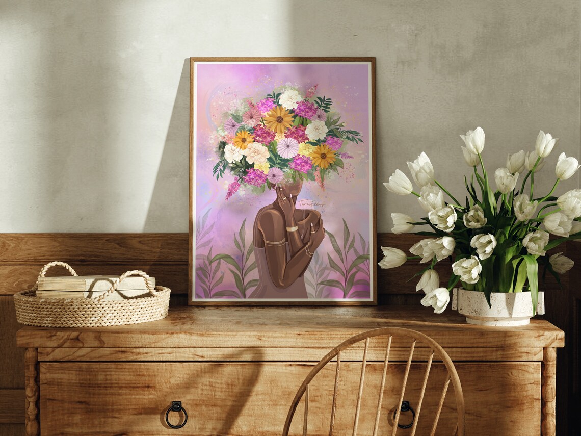 Abundance Mindset Flower Woman Boho Art Print - Image 2