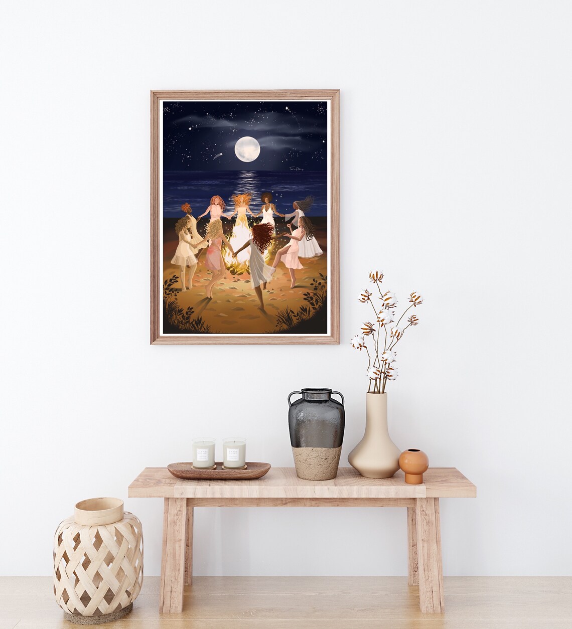Firedance Wild Women Circle, Boho Wall Art Print - Image 2