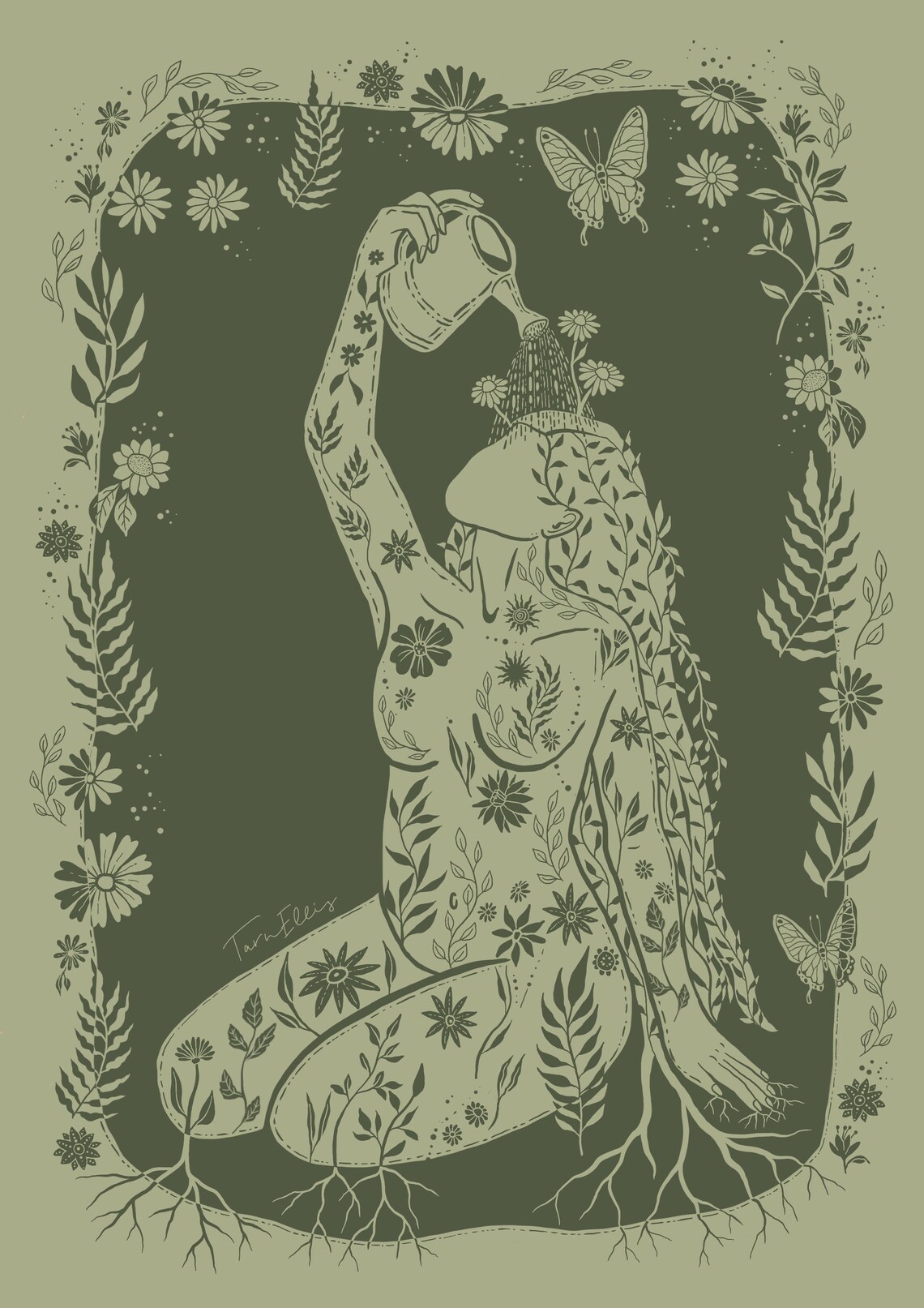 Self Growth Nature Woman Plants Boho Art Print - Image 3