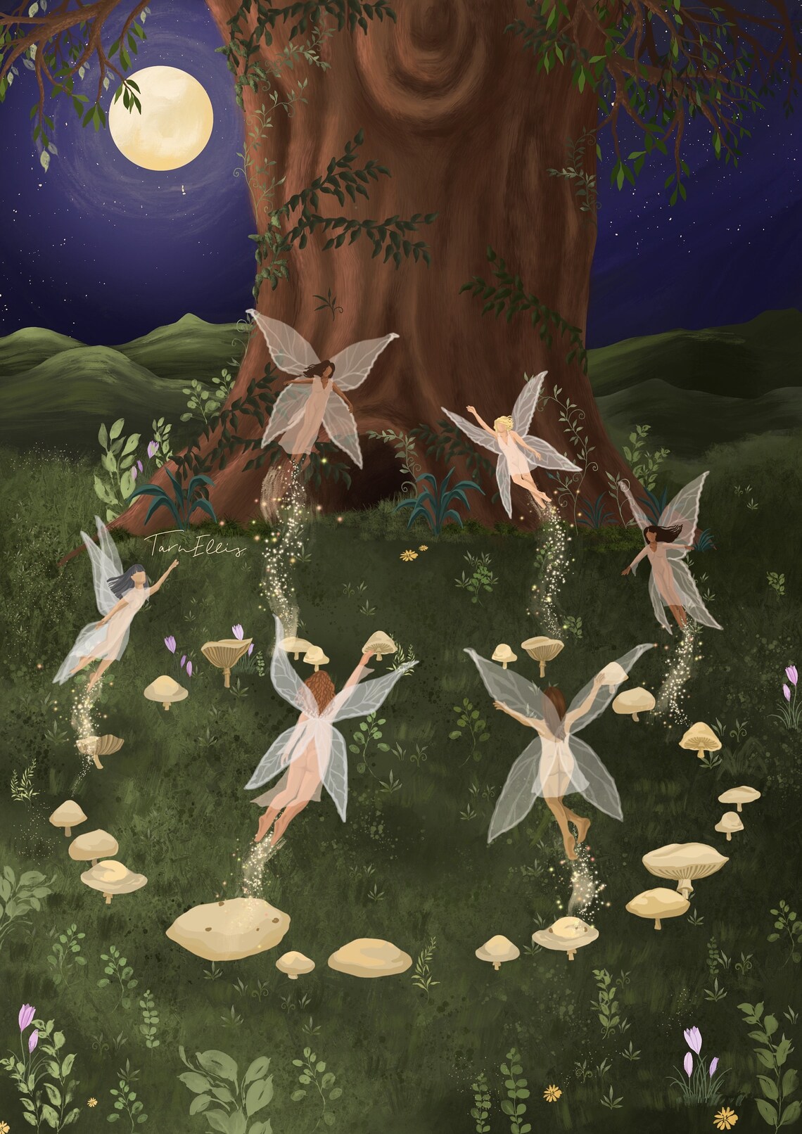 Fairy Ring Fine Art Illustration Print, Folk Fantasy - Image 3
