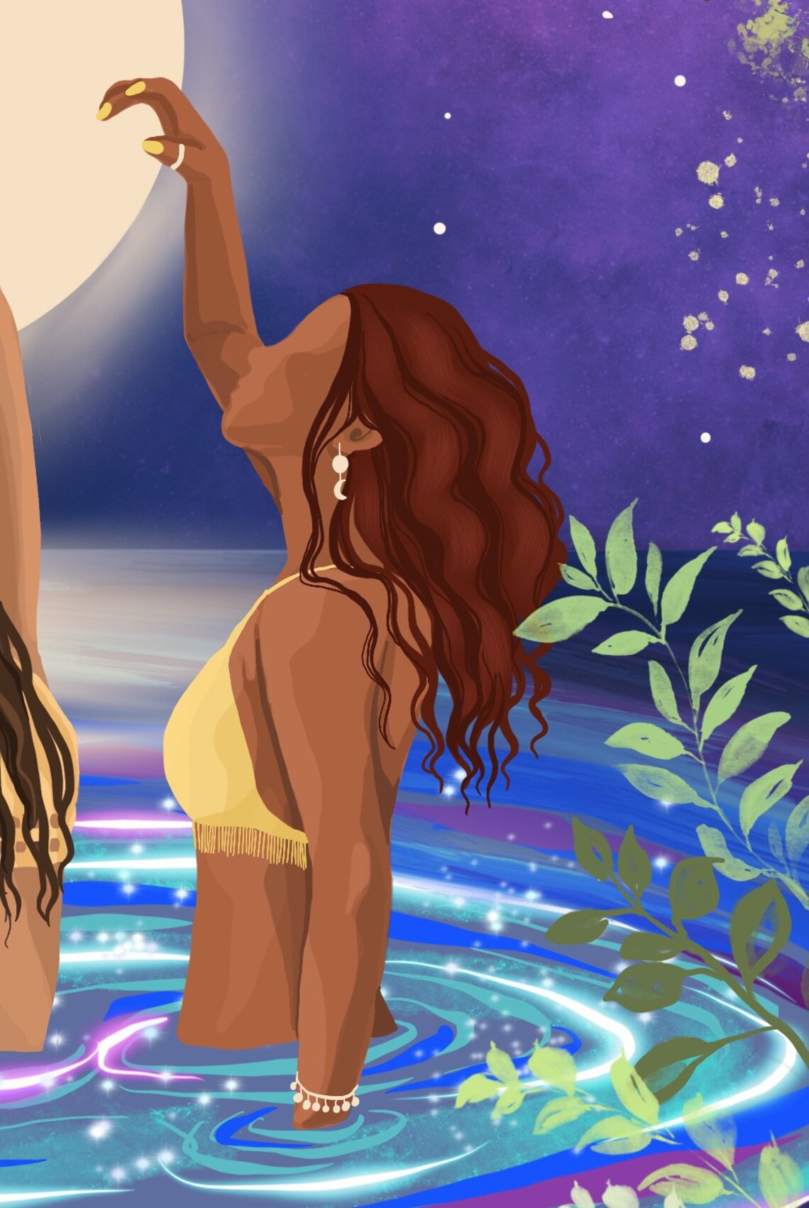 Moon Bathing Sisterhood Dance Under Full Moon Purple Night Poster - Image 2