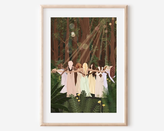 Forest Gathering Boho Women's Circle Art Print