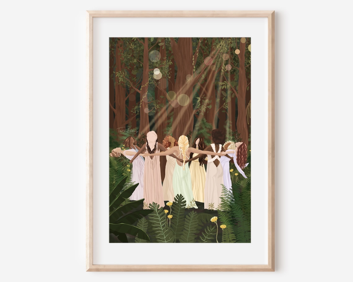 Forest Gathering Boho Women's Circle Art Print