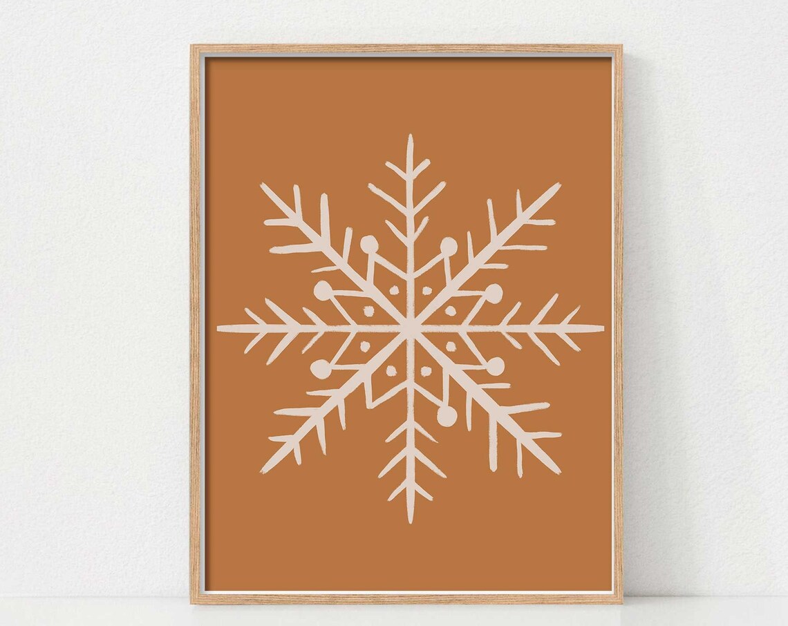 Christmas Snowflake Line Holiday Decor Art Print