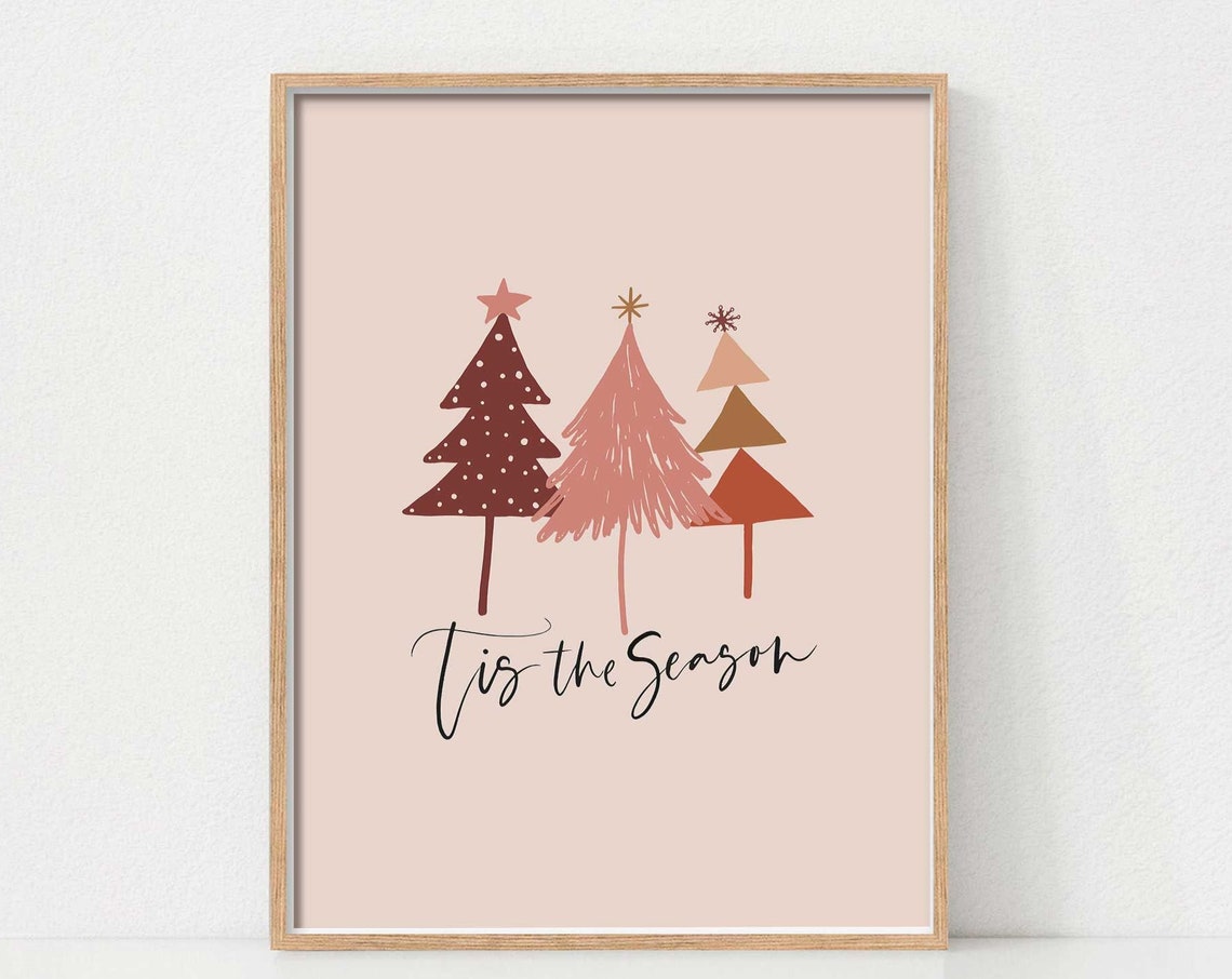 Christmas Tree Boho Holiday Art Print