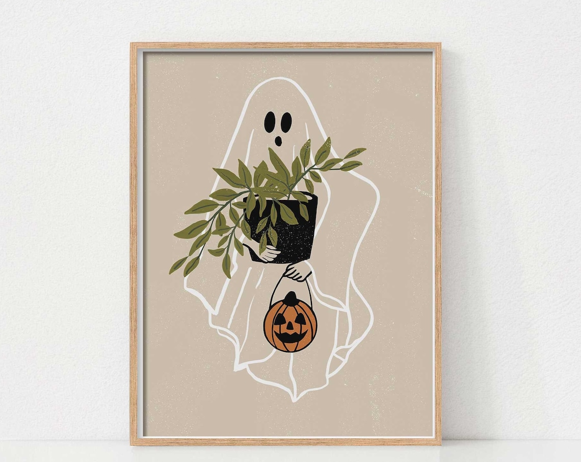 Halloween Plant Lady Art Print, Halloween Decor