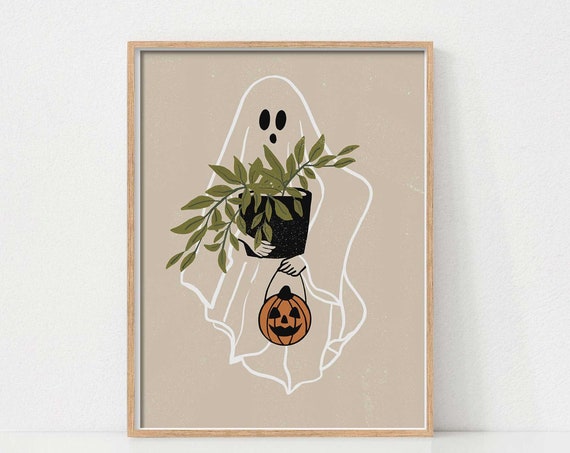Halloween Plant Lady Art Print, Halloween Decor