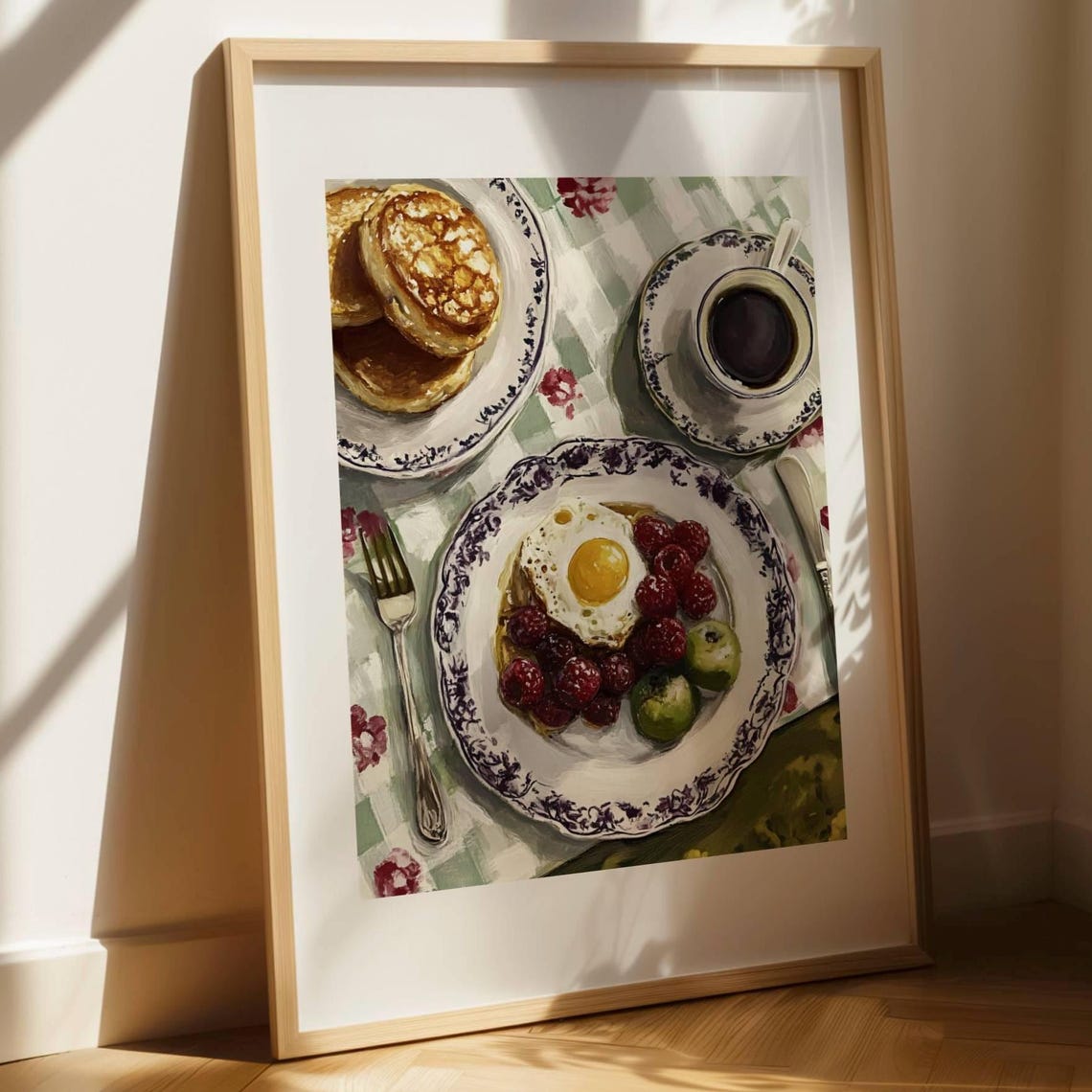 Cozy Breakfast Still Life Pancakes Coffee Painterly Art Print