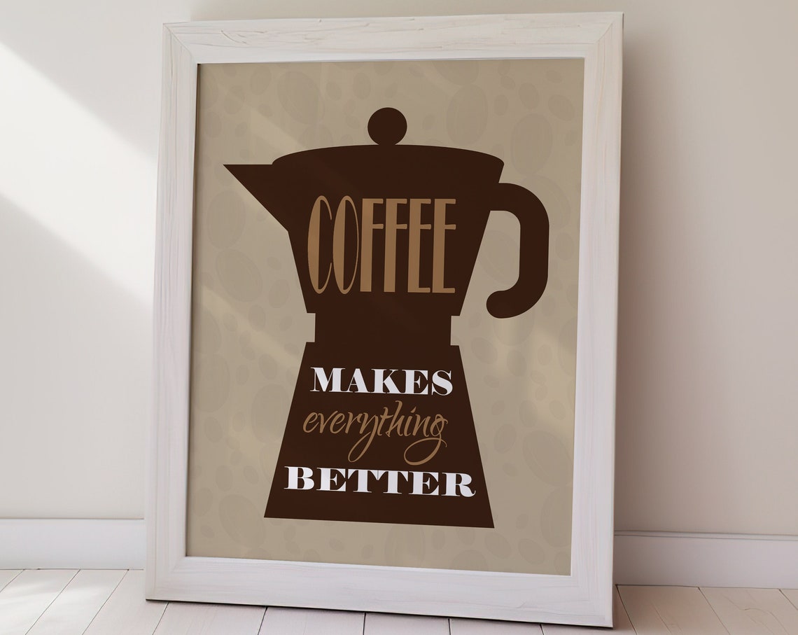 Vintage Coffee Makes Everything Better Kitchen Moka Pot Poster - Image 2