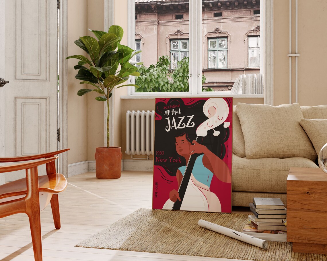 All That Jazz 1983 New York Festival Retro Bass Player Poster