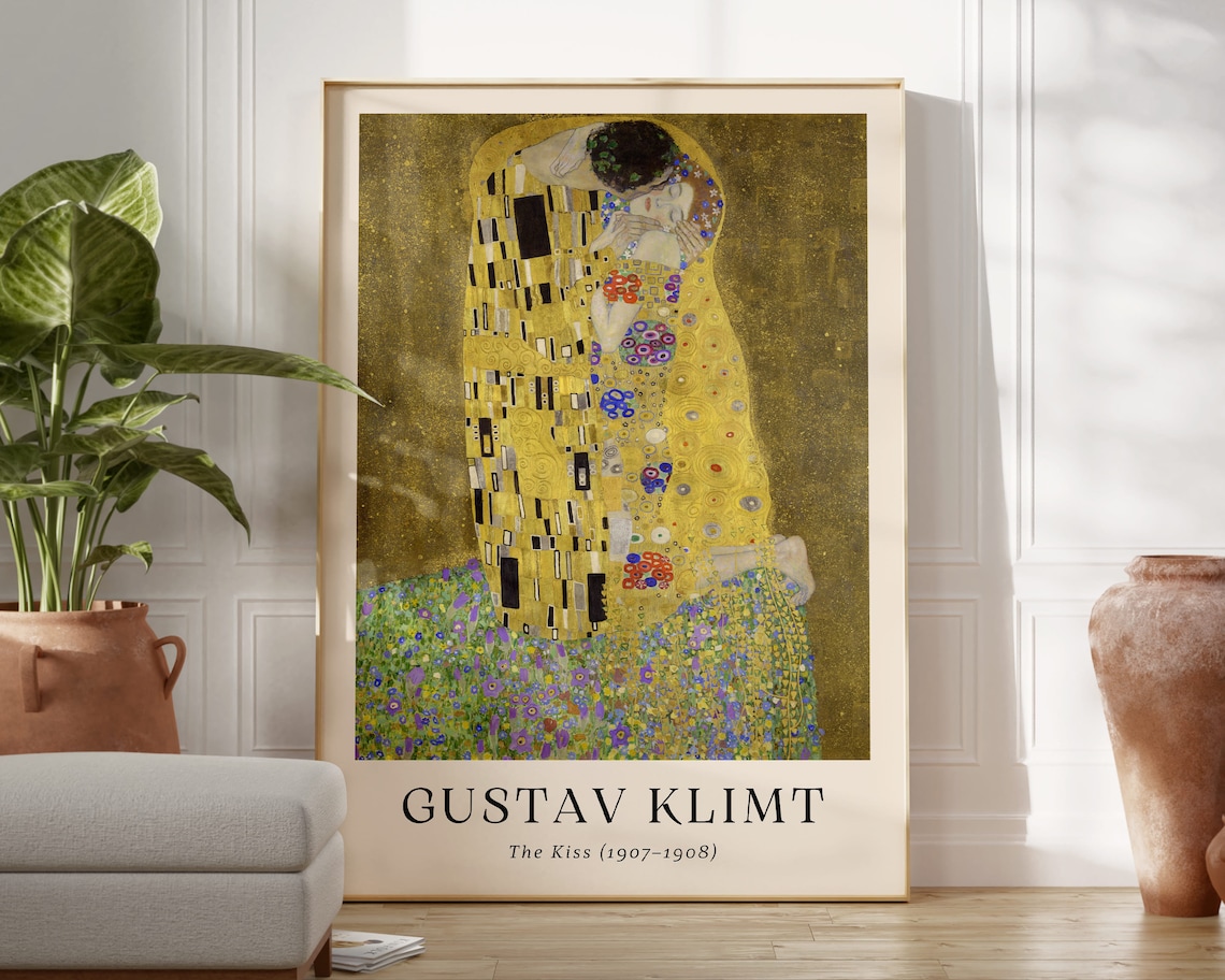 Gustav Klimt The Kiss Vintage Art Print