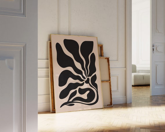 Abstract Botanical Wall Art Moody Botanical Print Neutral Botanical Wall Art Wavy Floral Wall Art Boho Wall Flower Print Matisse Print