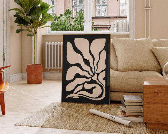 Abstract Botanical Wall Art Moody Botanical Print Neutral Botanical Wall Art Wavy Floral Wall Art Boho Wall Flower Print Matisse Print
