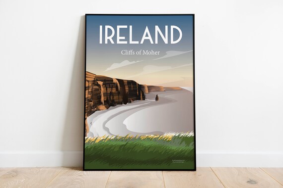 Cliffs Of Moher Ireland Travel Poster Enhanced Matte Paper Perfect For Your Wall Sizes Inches 8x10 12x16 18x24 24x36