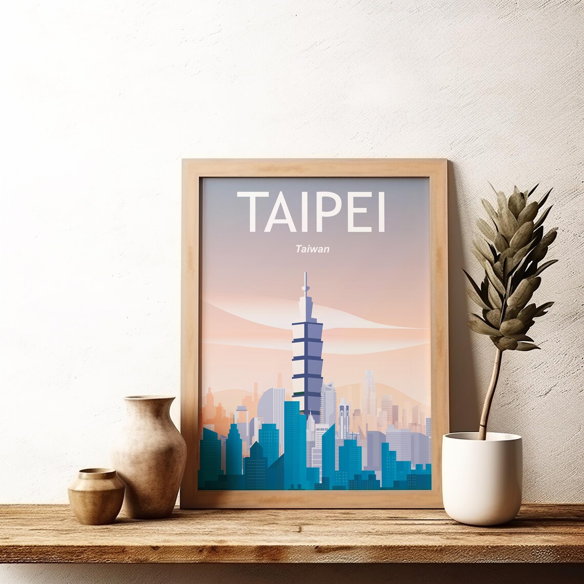 Taipei Taiwan Taipei 101 Skyline Sunset City Modern Travel Poster - Image 2
