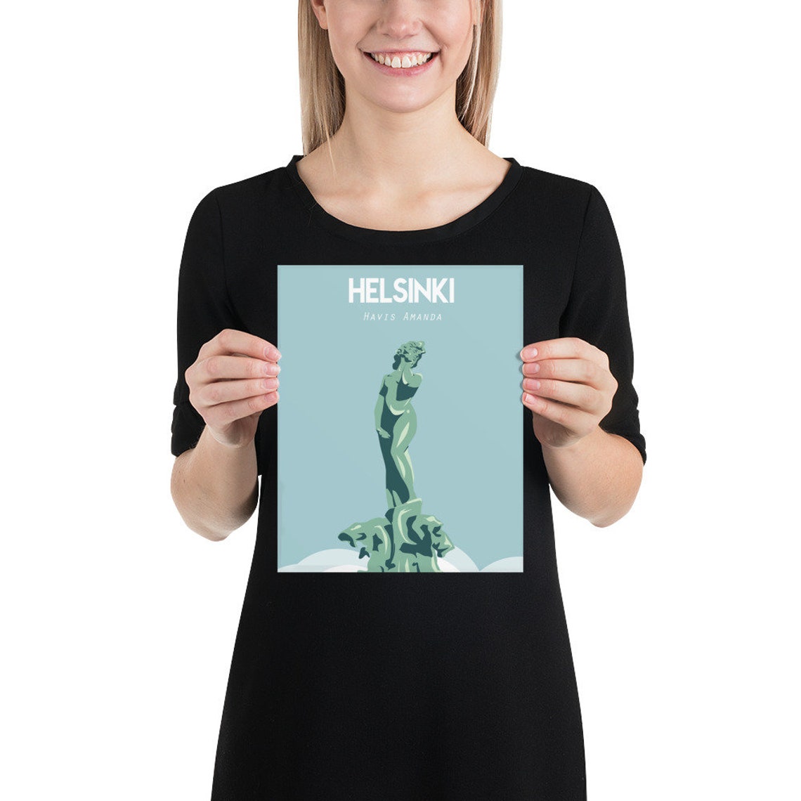 Helsinki Finland Travel Poster Havis Amanda Statue Fountain Art - Image 2