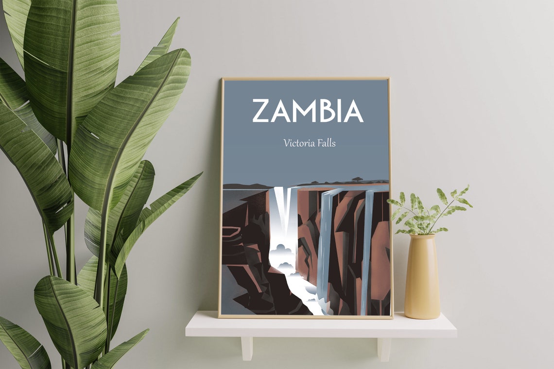 Zambia Victoria Falls Travel Poster Waterfall Gorge Modern Art - Image 2