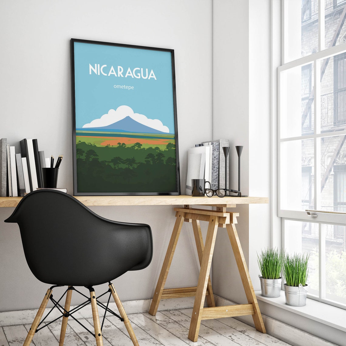 Nicaragua Ometepe Volcano Lake Jungle Landscape Travel Poster - Image 2