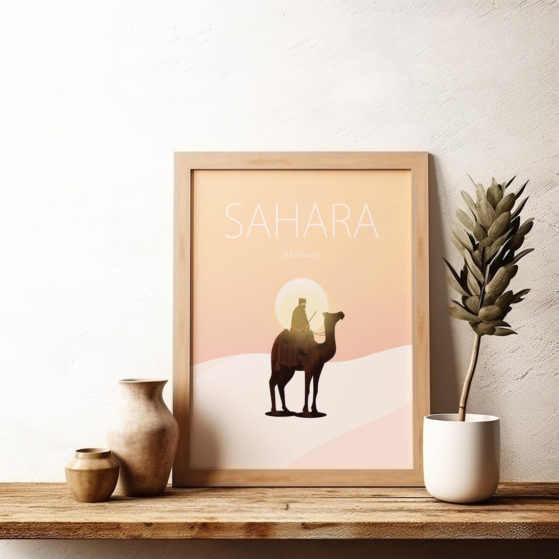 Sahara Morocco Camel Rider Desert Sunset Silhouette Travel Poster - Image 2