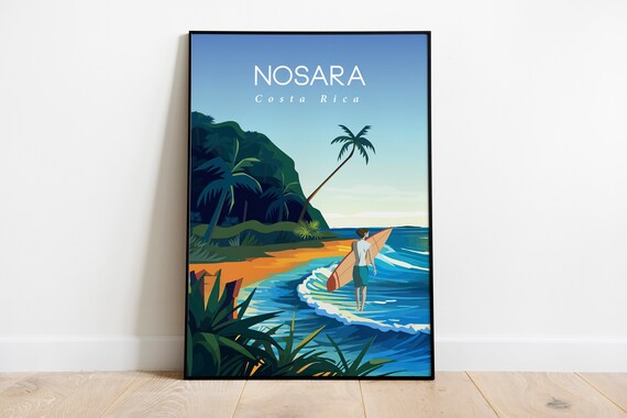 Costa Rica Travel Poster Surf File 12x16 Inches Poster