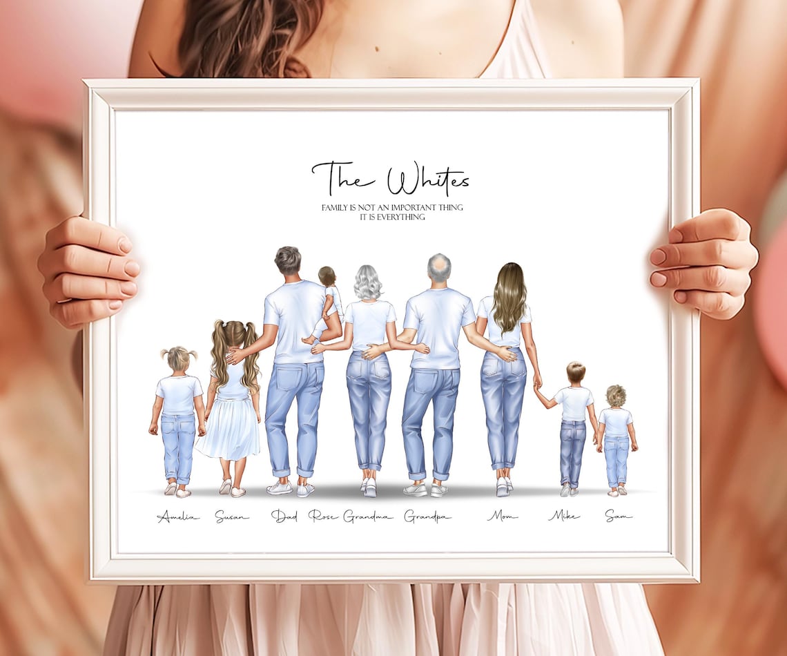 The Whites Personalized Large Family Portrait Print with Names