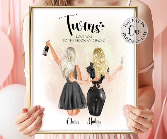 Twins Gift For Girl Twin Sister Gift From Sister Twin Girl Gift For Twin Sister Birthday Gift Twin Girl Birthday Twin Gift Personalized Gift