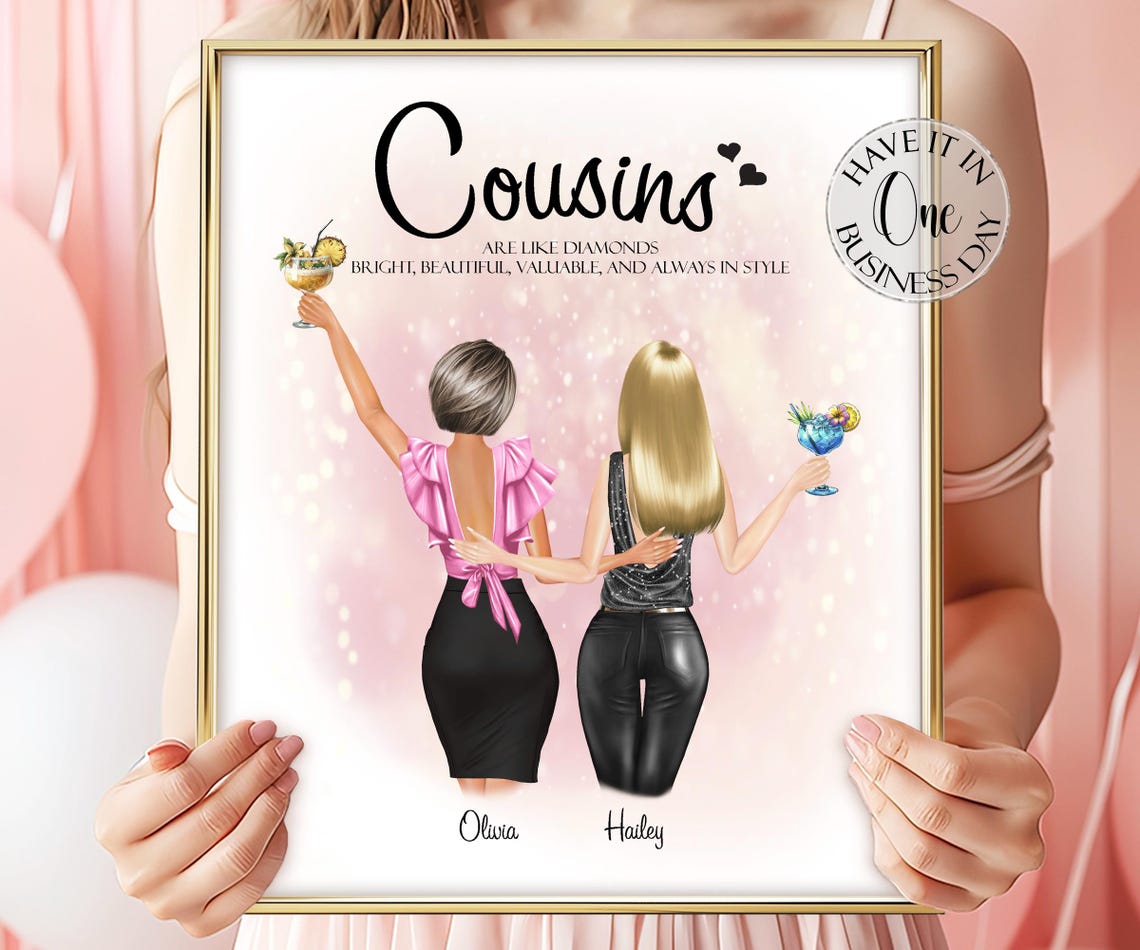 Cousins Are Like Diamonds Quote Personalized Print with Names