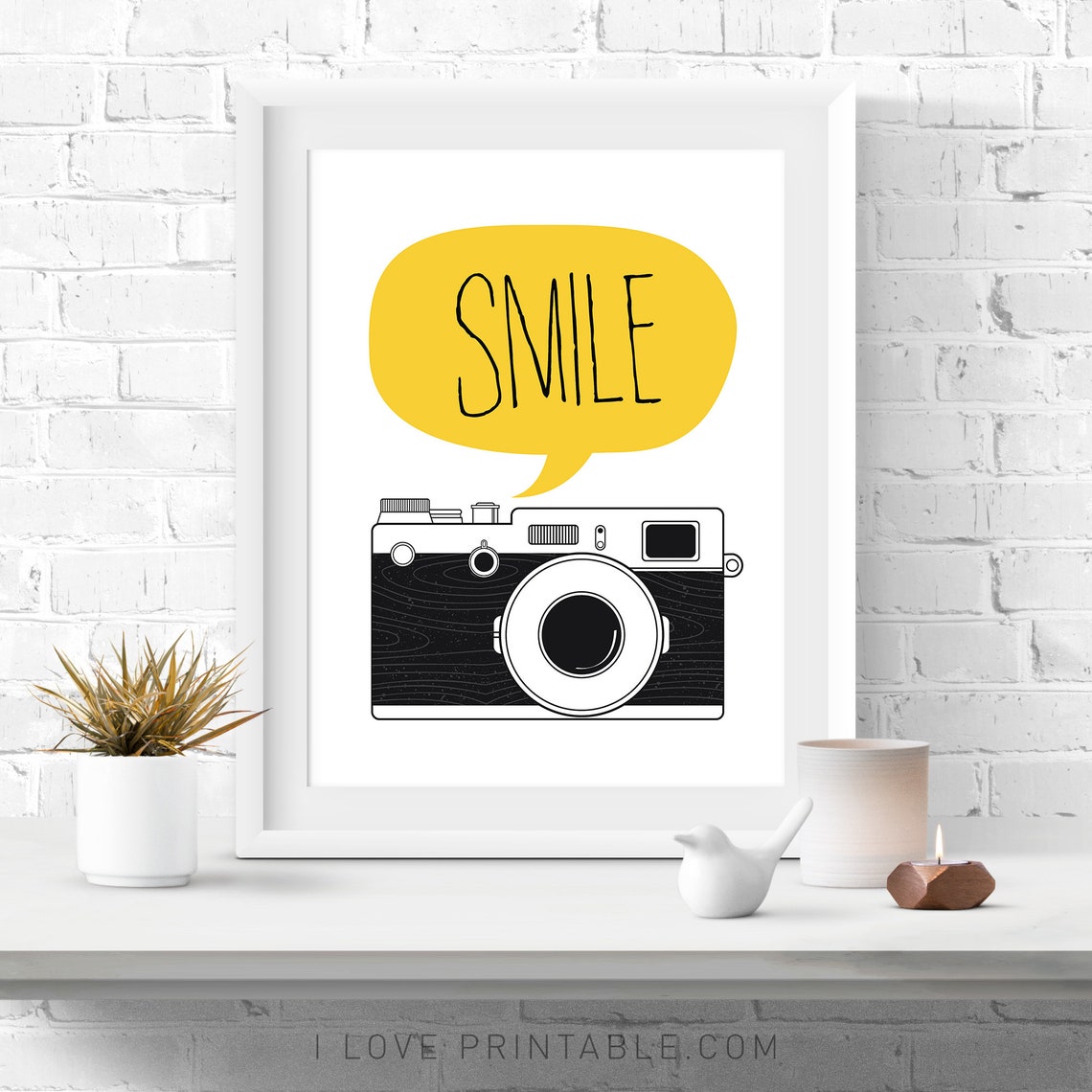Cheerful Smile Speech Bubble Retro Film Camera Photography Poster - Image 3