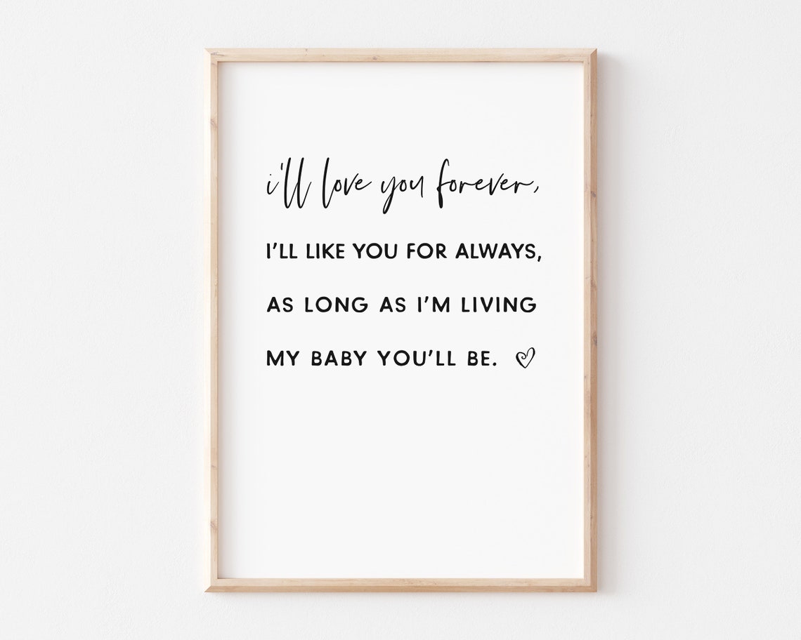 Nursery Wall Art Ill Love You Forever Sign Baby Girl Nursery Decor Baby Shower Gift Poster Newborn Room Art - Image 2