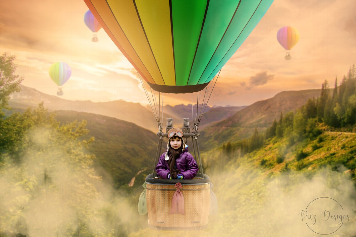 Whimsical Hot Air Balloon Backdrop, Photographer Gift