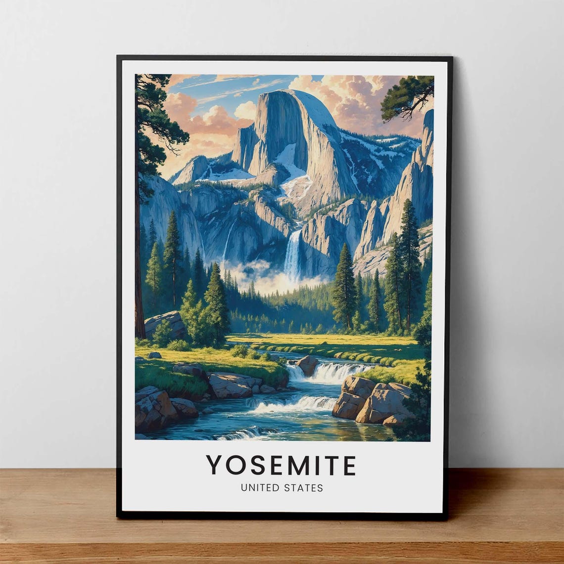 Yosemite United States Half Dome Waterfall National Park Poster