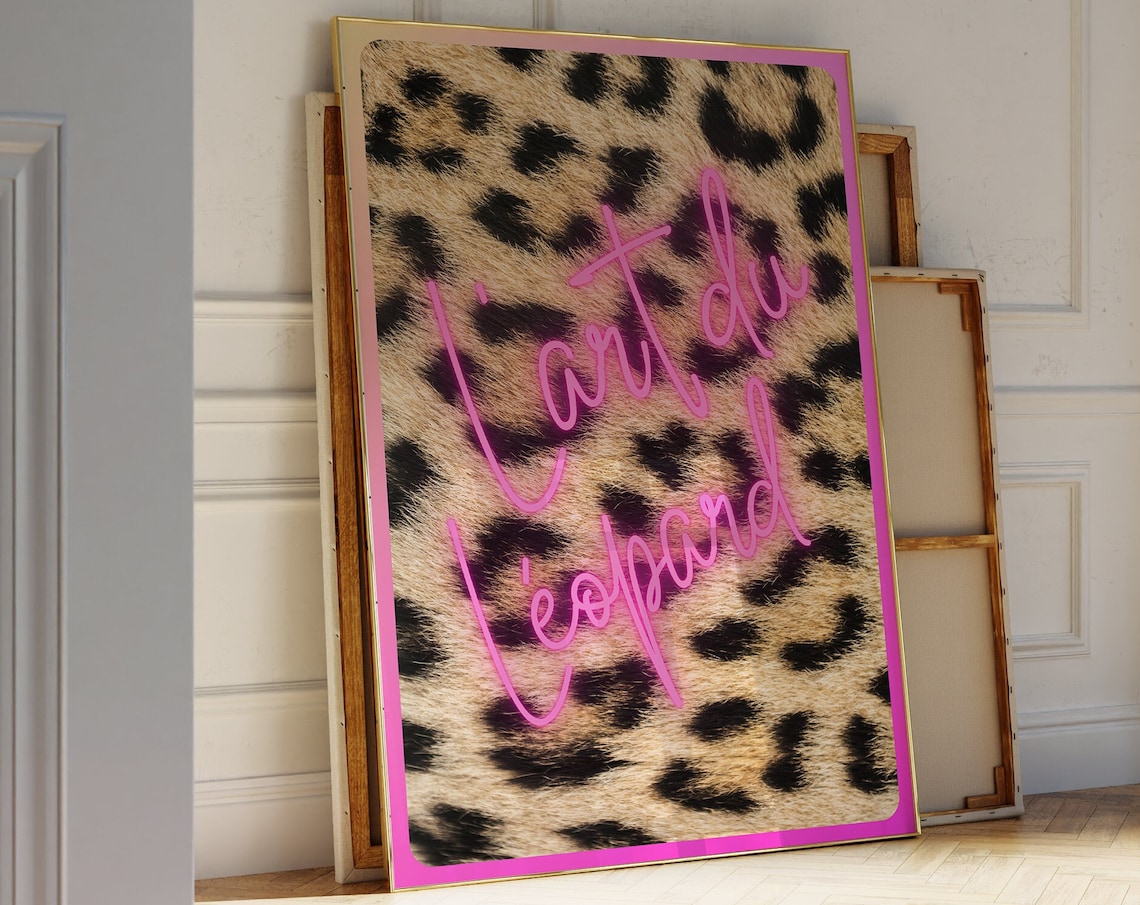 Art Du Leopard Pink Neon Leopard Fur French Glam Trendy Poster