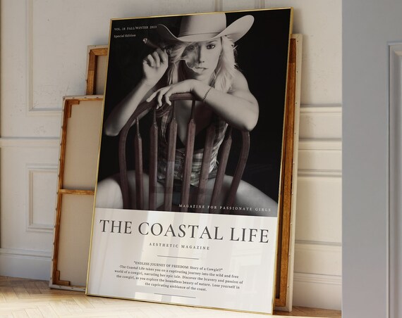 The Coastal Life Black White Cowgirl Magazine Cover Photo Art Poster